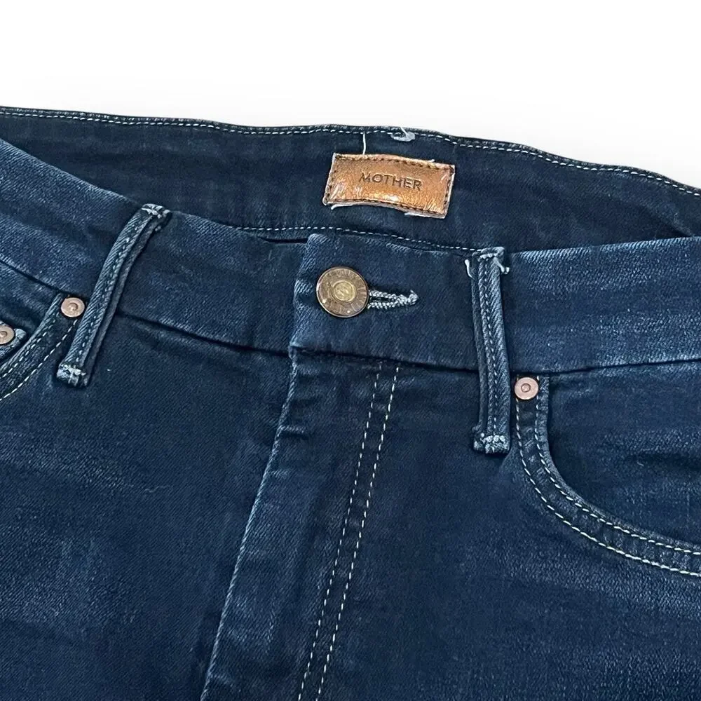 MOTHER Jeans Womens 26 High Waisted Looker Coffee Tea Or Me Denim Dark Blue Wash
